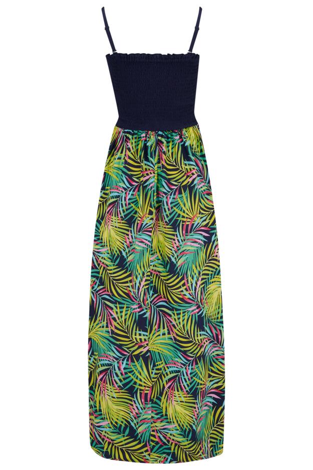 Removable Straps Shirred Split Maxi Dress