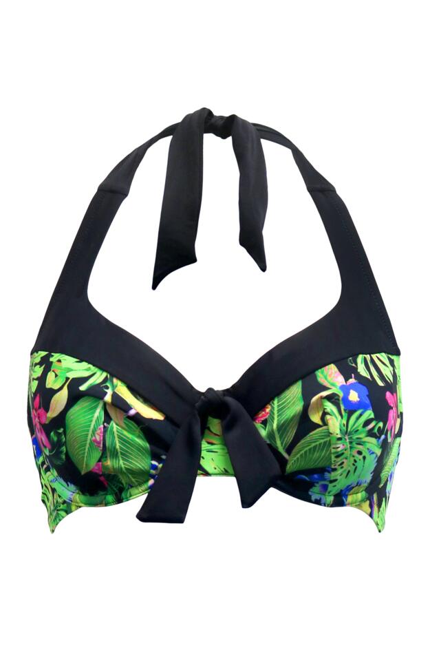 St Lucia Halter Underwired Non-Padded Top in Tropical | Pour Moi Clothing