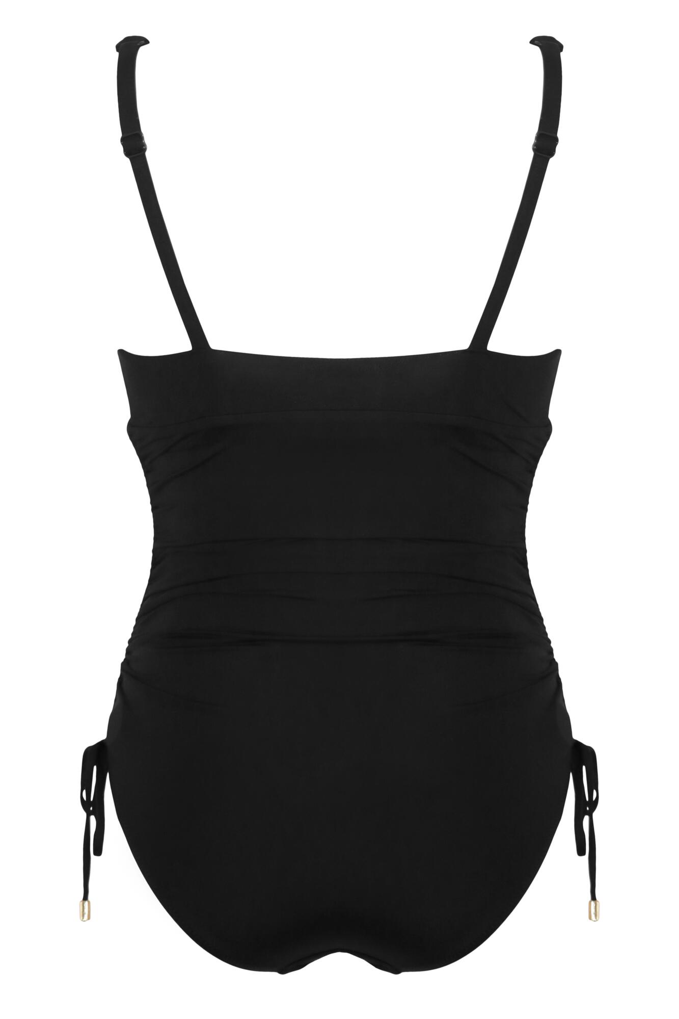 Maternity Ruched Adjustable Side Swimsuit in Black Pour Moi Clothing