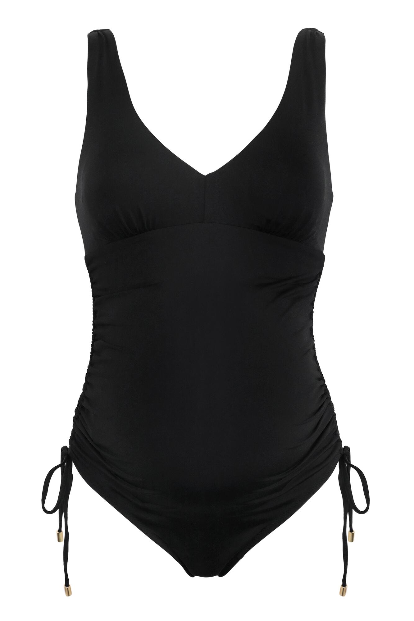 Maternity Ruched Adjustable Side Swimsuit in Black Pour Moi Clothing