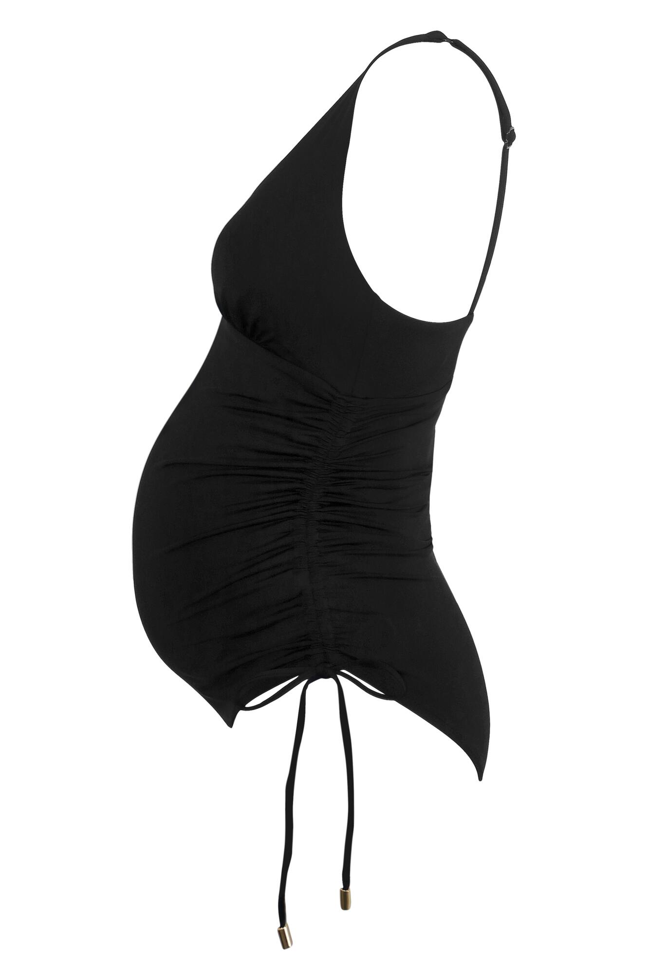 Maternity Ruched Adjustable Side Swimsuit in Black Pour Moi Clothing