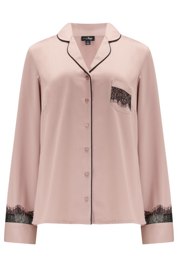 Dusk Satin and Lace Revere Collar Pyjama Set