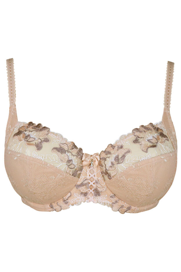 Sofia Lace Embroidered Side Support Bra, Latte