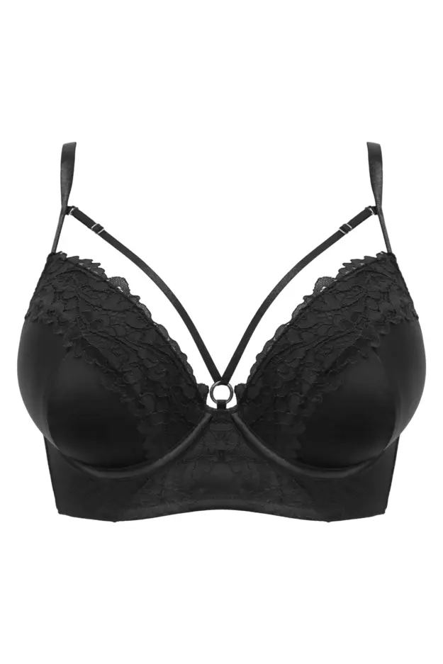 Victorias Secret LUXE Sexy Lined Plunge Lightly Padded Lace Bra Size 38DD  Black