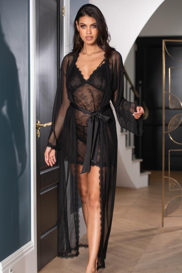 For Your Eyes Only Mesh Lace Maxi Dressing Gown