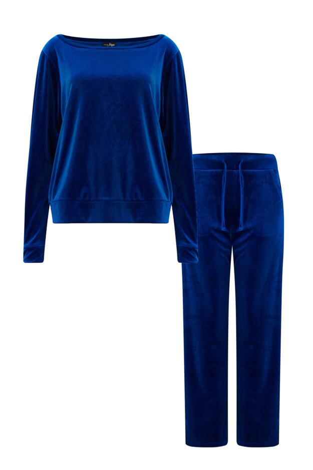 Velour Lounge Pyjama Set - Cobalt