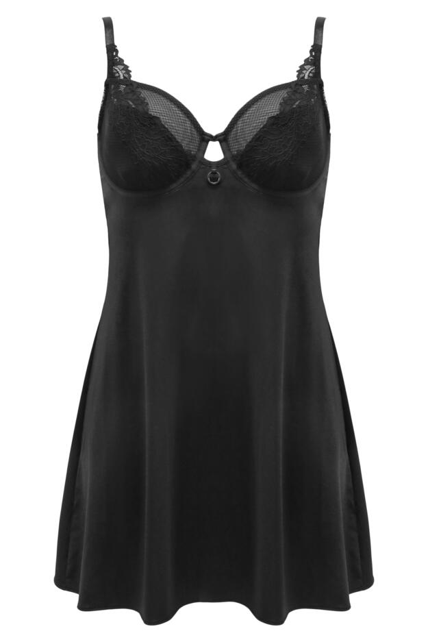 Buy Black Microfibre And Lace Longline Slip from Next USA