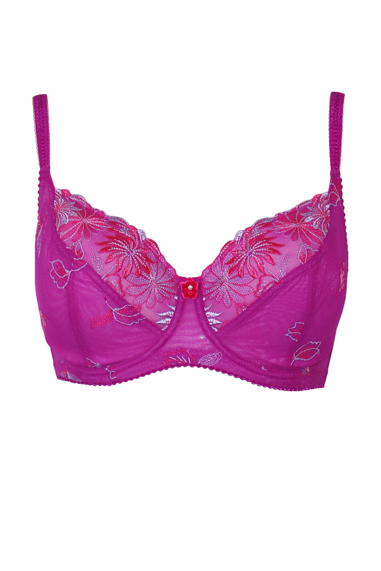 St. Tropez Women's Underwire Bra - Floral Embroidered Full Coverage