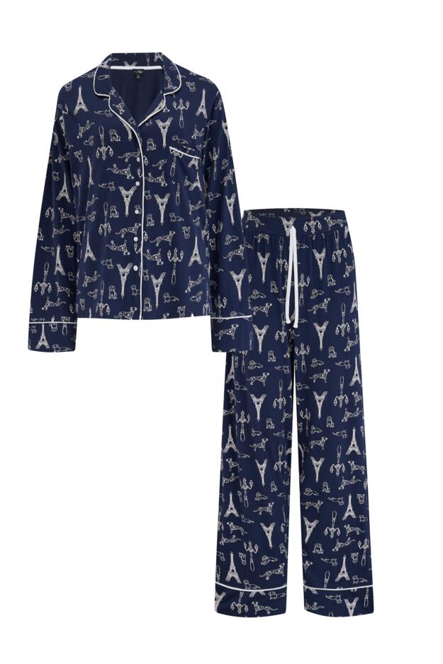 Cotton Jersey Revere Collar Pyjama Set