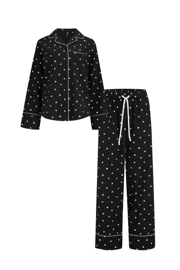 Stretch Cotton Button Through Revere Collar Pyjama Set