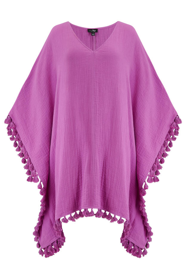 Cotton Double Cloth Fringe Trim Kaftan