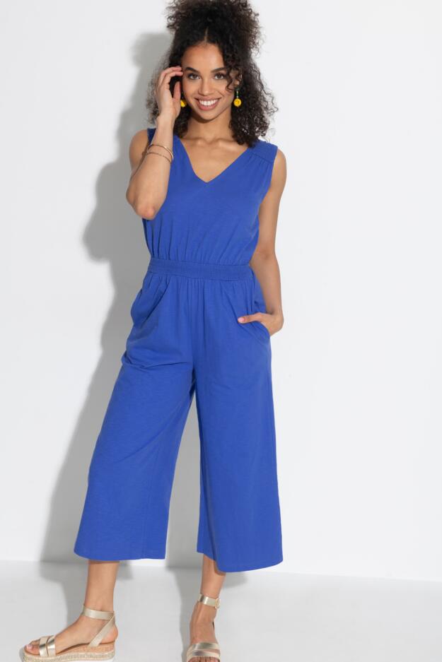 Maya Cotton Slub Jersey Built-Up Cropped Leg Jumpsuit