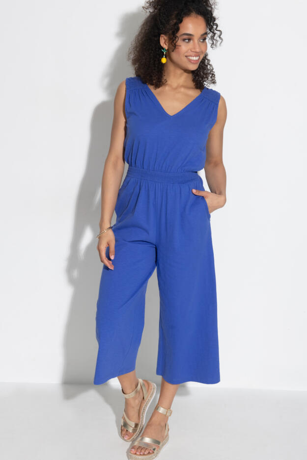 Maya Cotton Slub Jersey Built-Up Cropped Leg Jumpsuit