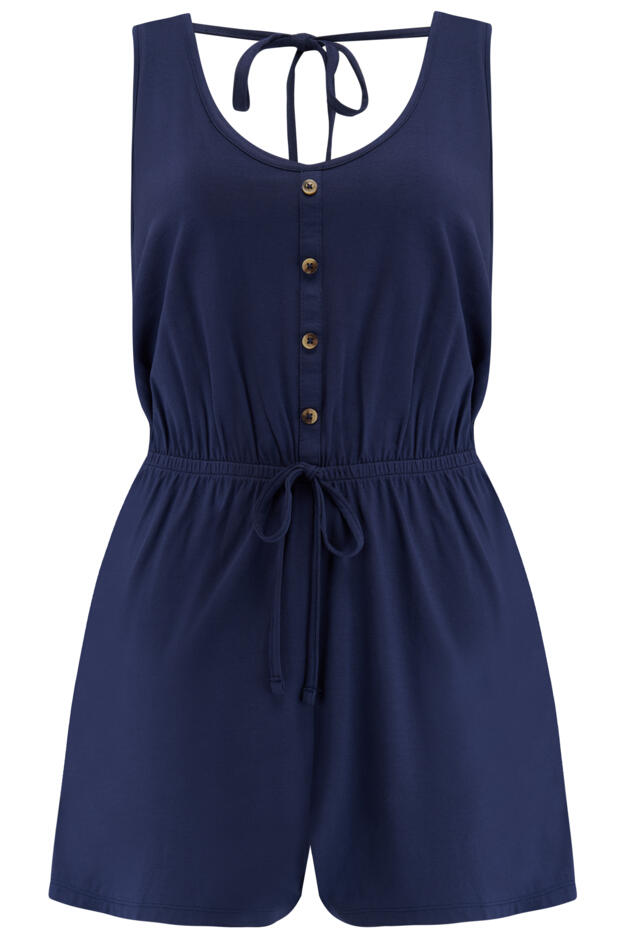 Button Front Stretch Jersey Beach Playsuit