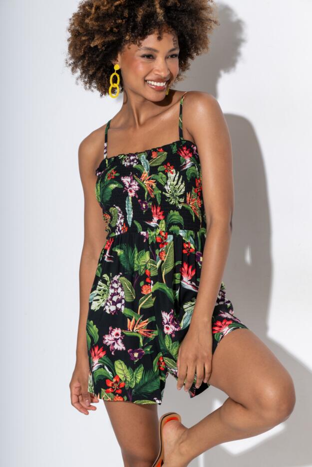 Strapless Shirred Bodice Beach Playsuit