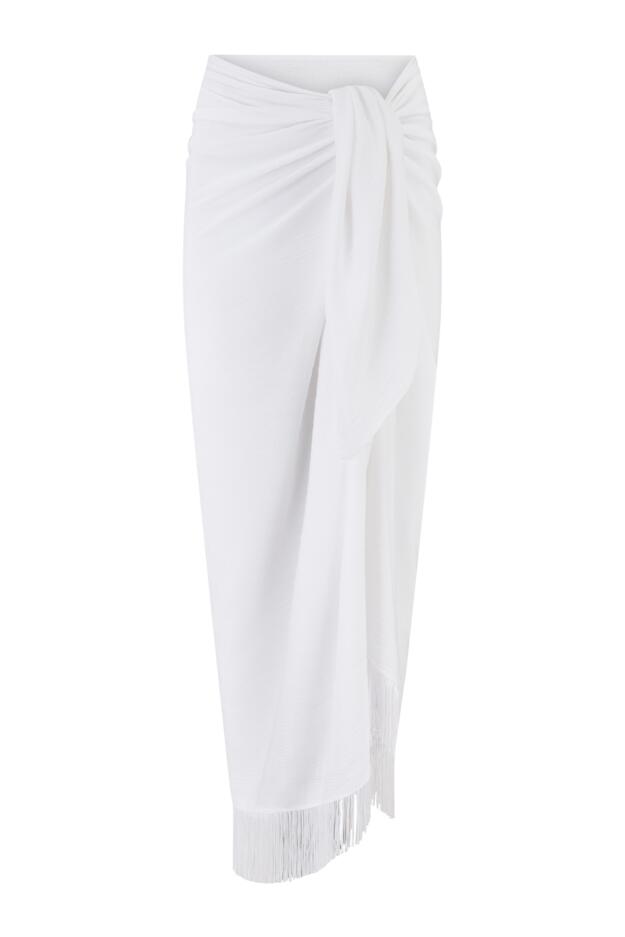 Fringe Trim Crinkle Multiway Sarong