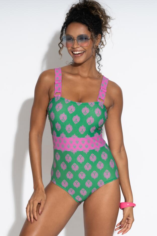 Colour Block Tummy Control Swimsuit