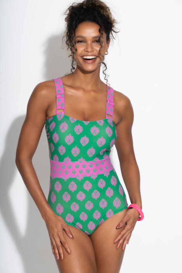 Colour Block Tummy Control Swimsuit