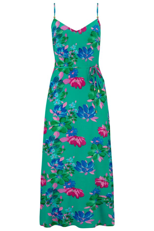 Melanie Sheer Viscose Tie Belt Maxi Beach Dress