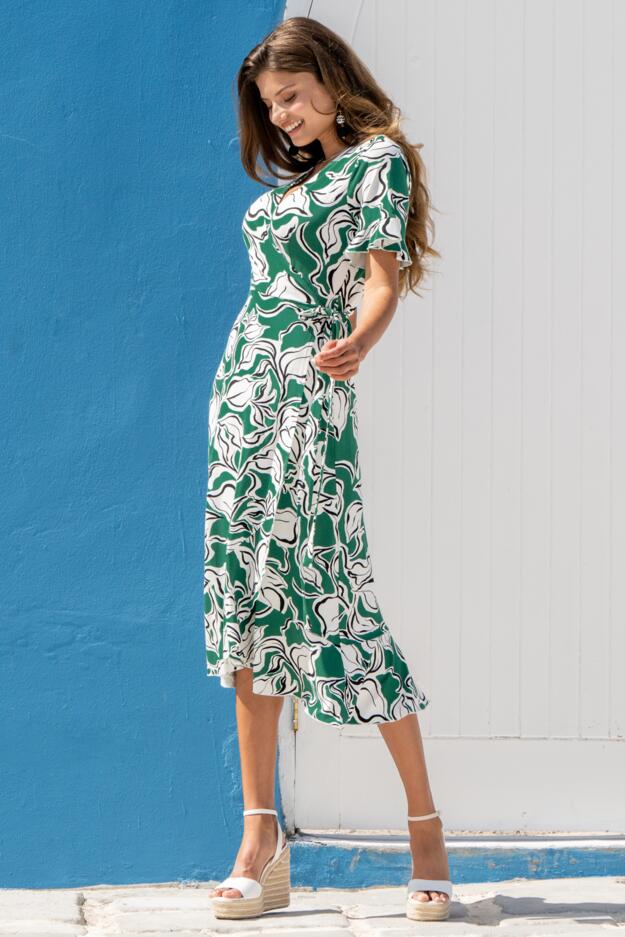 Megan Stretch Jersey Wrap Midi Dress