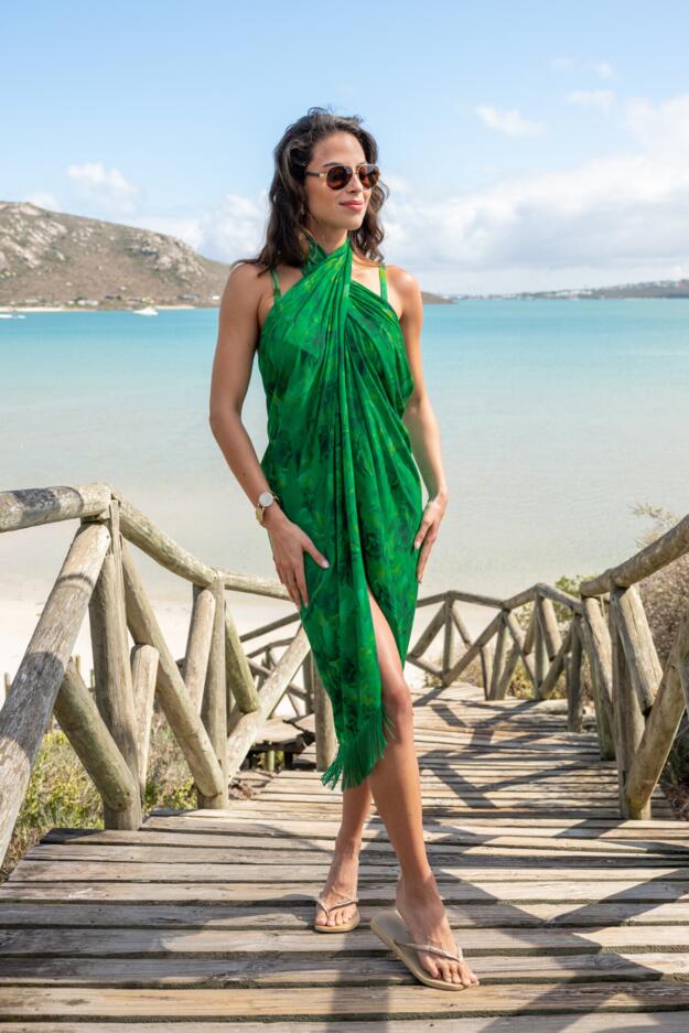 Fringe Trim Crinkle Woven Multiway Sarong