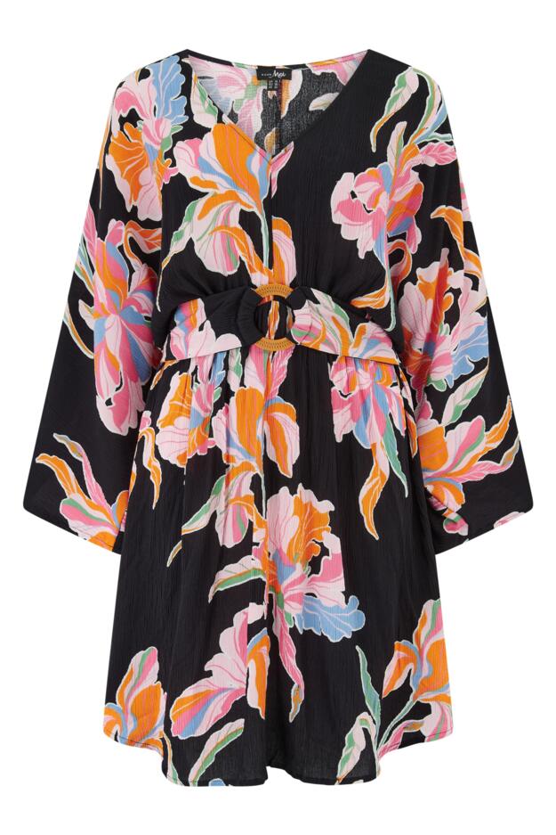 Crinkle O-Ring Woven Beach Kaftan