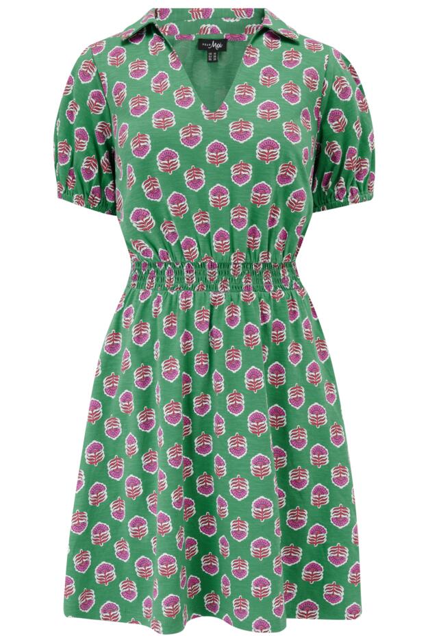Cotton Slub Jersey Puff Sleeve Shirt Dress