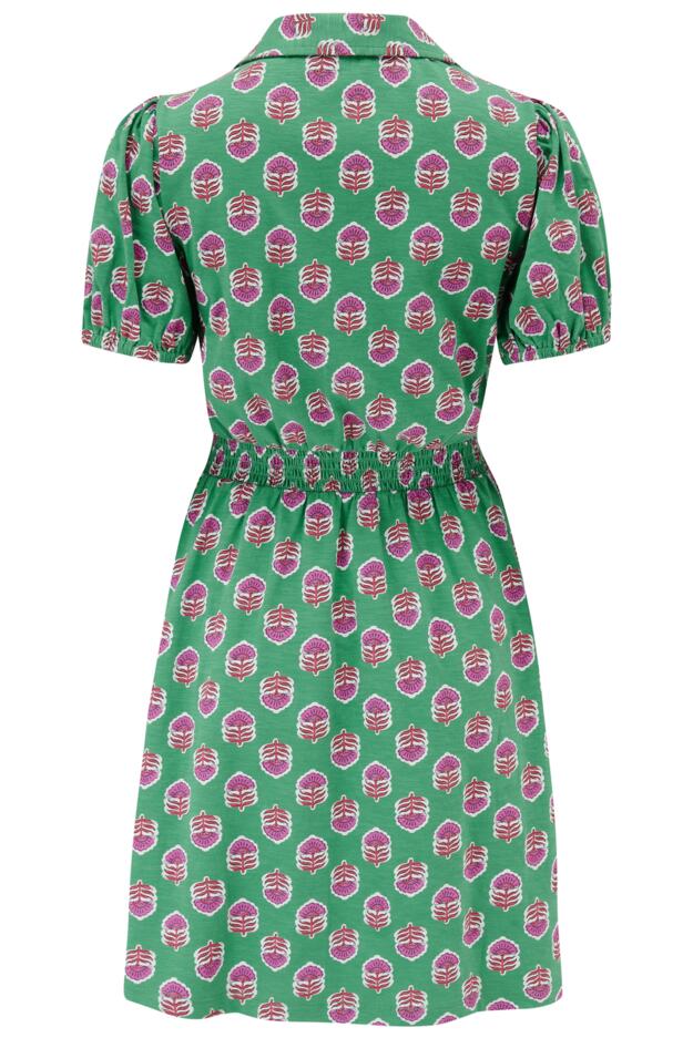 Cotton Slub Jersey Puff Sleeve Shirt Dress