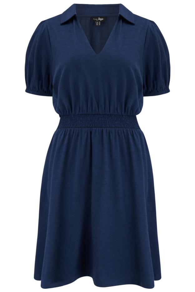 Cotton Slub Jersey Puff Sleeve Shirt Dress