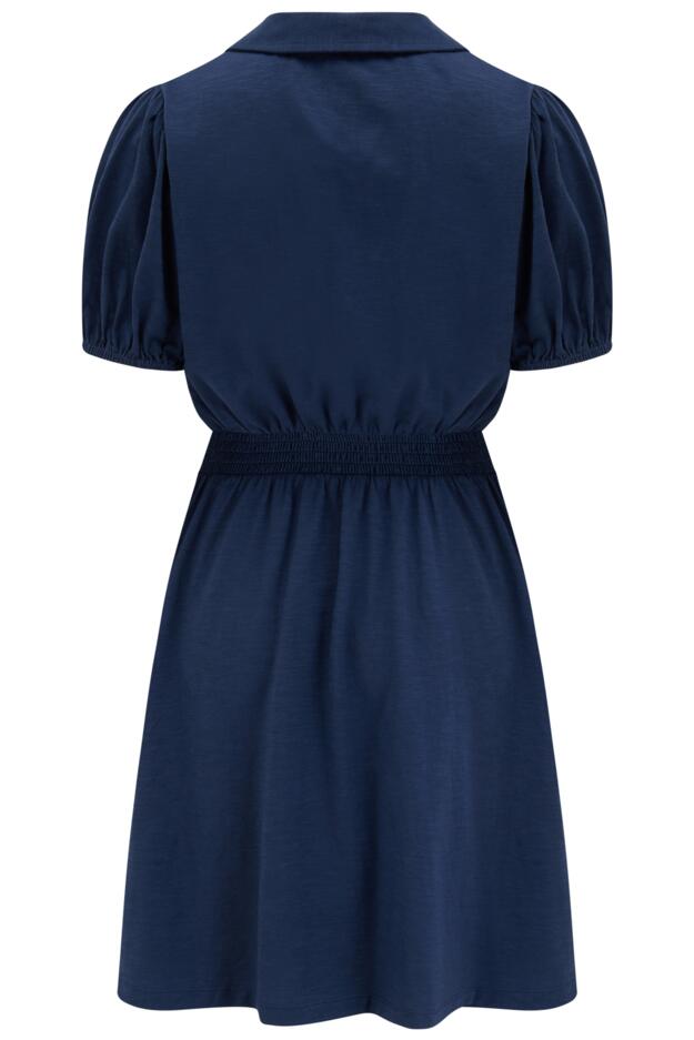 Cotton Slub Jersey Puff Sleeve Shirt Dress