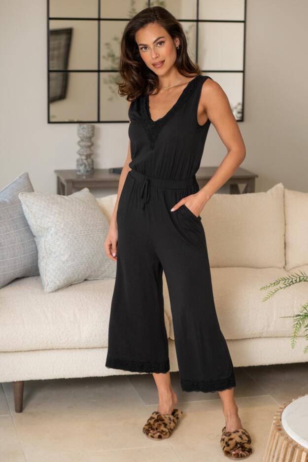 Sofa Loves Lace Hidden Support Cropped Wide Leg Jumpsuit