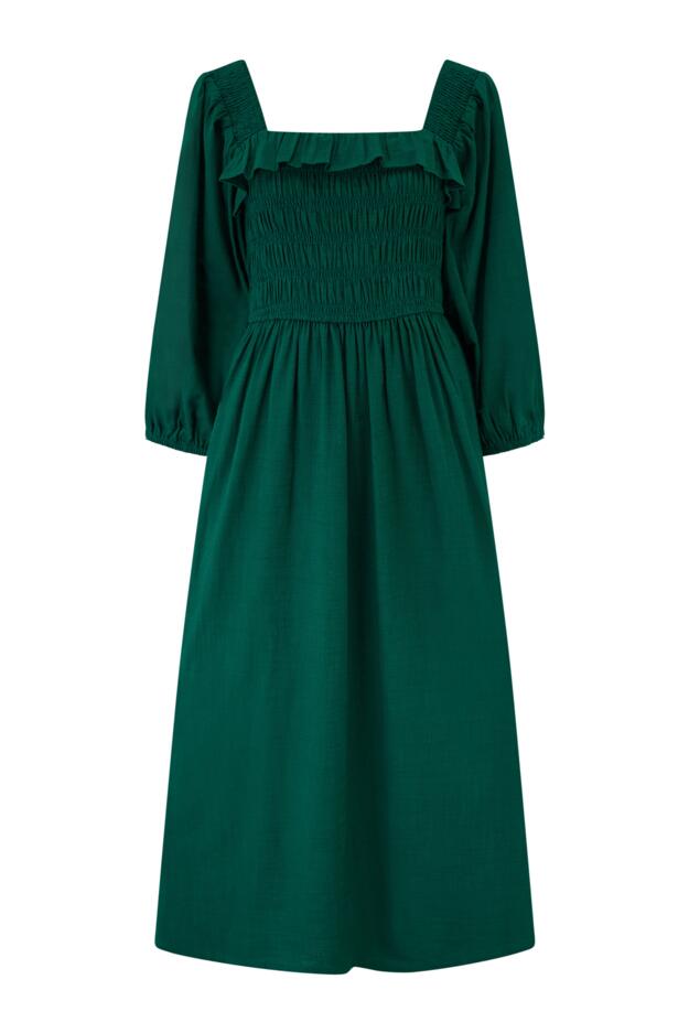 Textured Woven Frill Detail Midi Dress 
