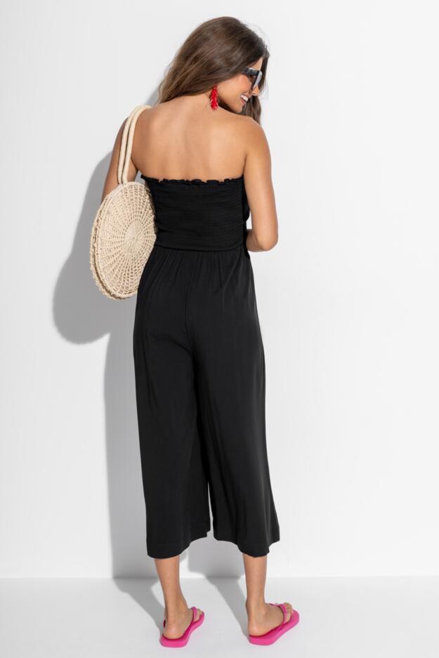 Anna Strapless Shirred Bodice Crop Leg Beach Jumpsuit