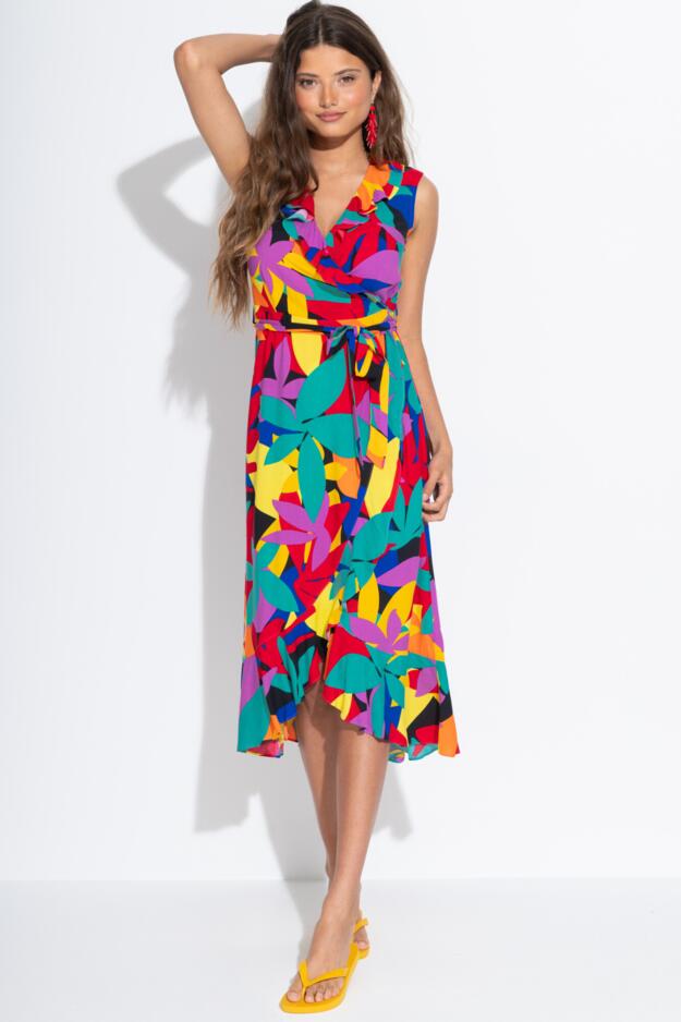 LENZING™ ECOVERO™ Viscose Midaxi Wrap Beach Dress