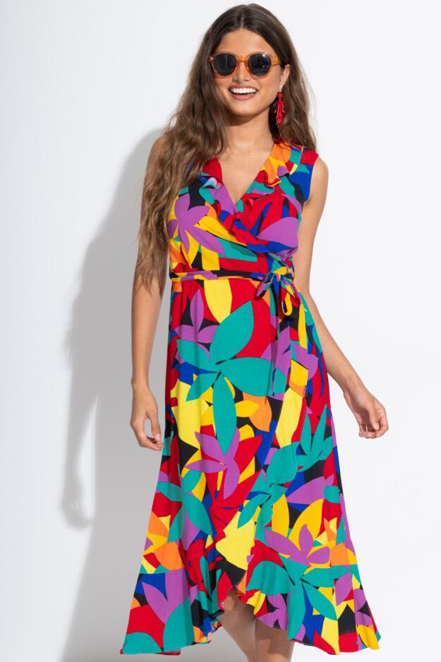 LENZING™ ECOVERO™ Viscose Midaxi Wrap Beach Dress