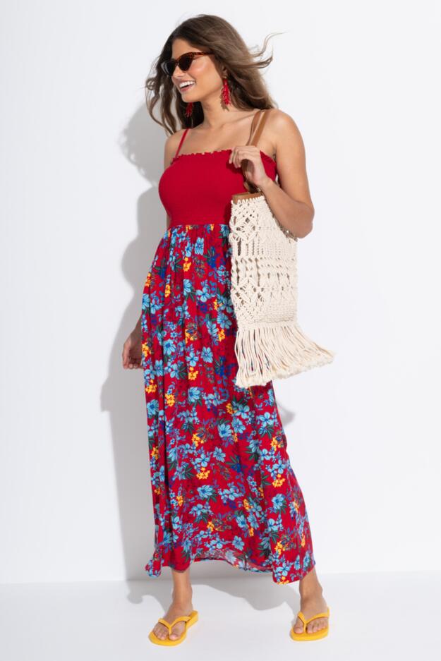 Emma Strapless Shirred Bodice Maxi Beach Dress