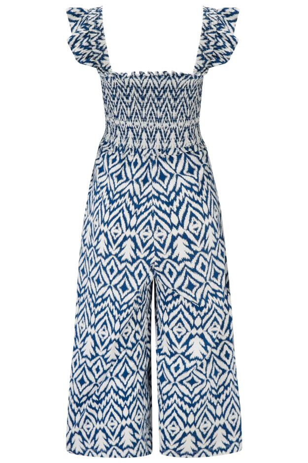 Frill Detail Cotton Slub Crop Leg Jumpsuit