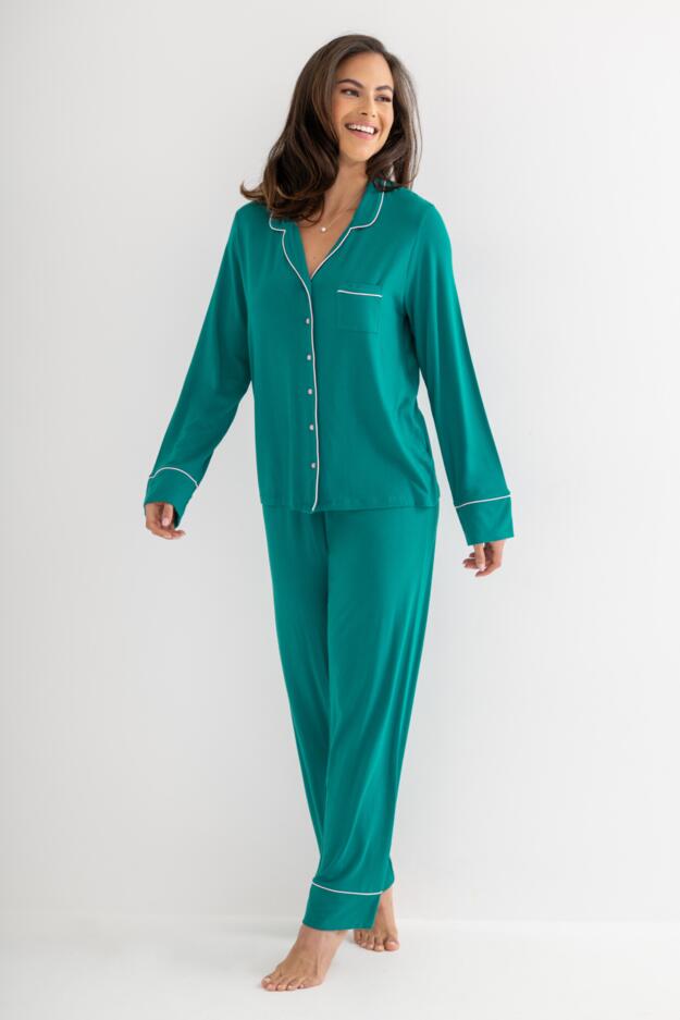 Bamboo Jersey Button Through Revere Collar Pyjama Set