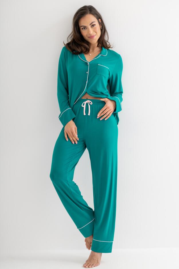 Bamboo Jersey Button Through Revere Collar Pyjama Set
