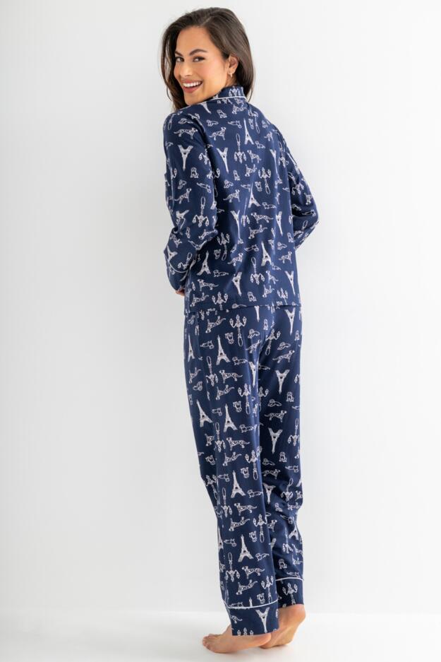 Cotton Jersey Revere Collar Pyjama Set