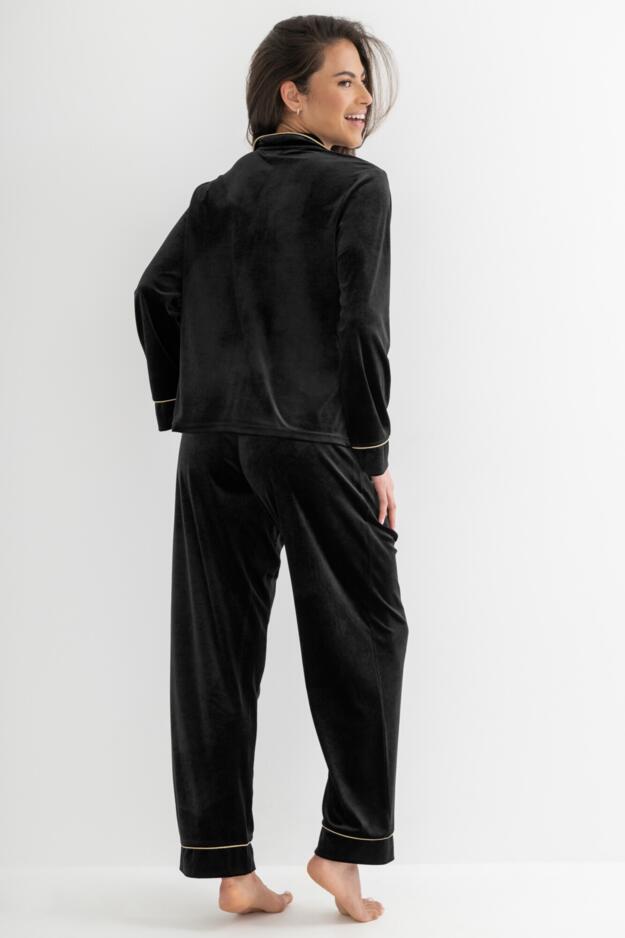 Velour Contrast Trim Pyjama Set