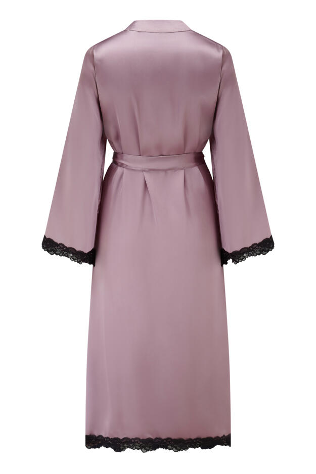 Dusk Satin and Lace Kimono Sleeve Gown