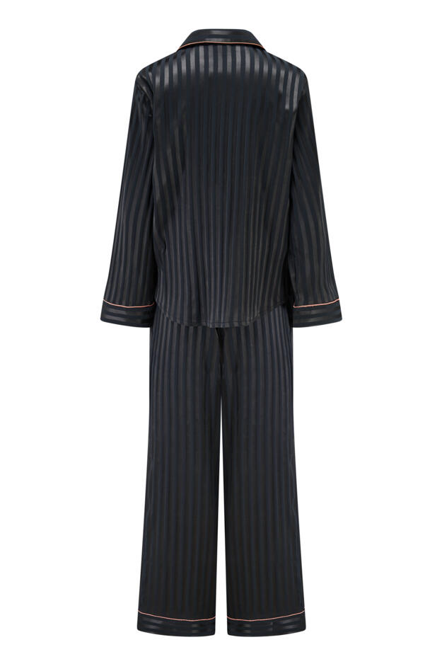 Satin Shadow Stripe Revere Collar Pyjama Set