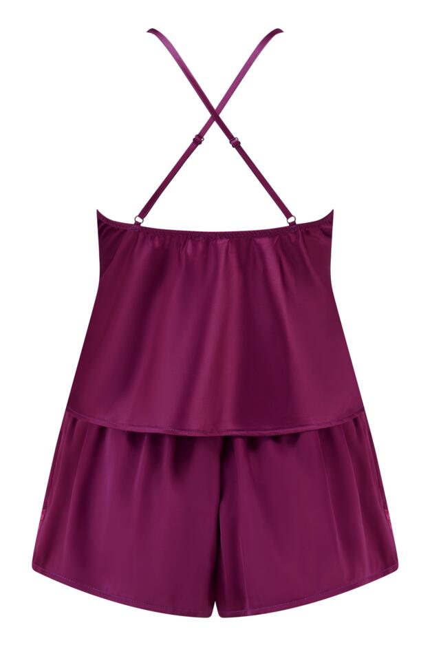 Dusk Satin Lace Trim Cami and Short