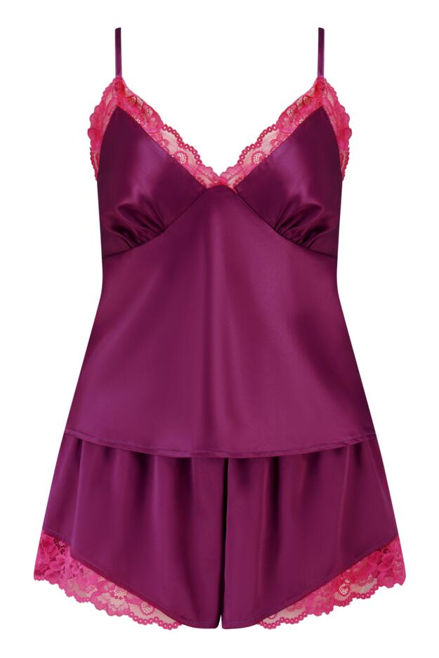 Dusk Satin Lace Trim Cami and Short
