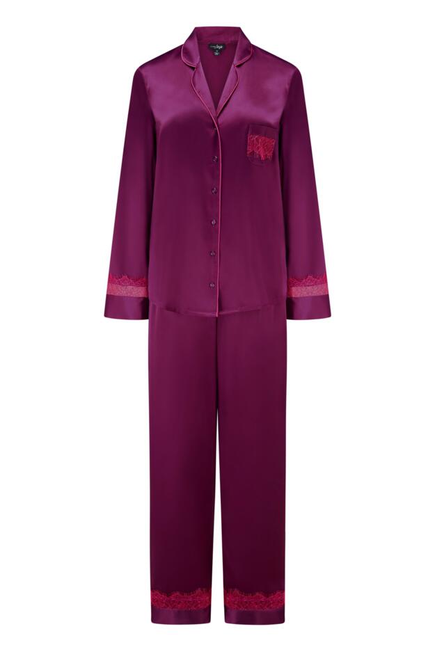 Dusk Satin and Lace Revere Collar Pyjama Set