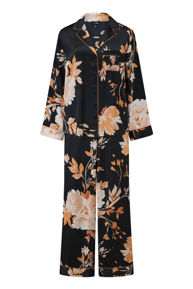 Dusk Printed Satin Revere Collar Pyjama Set