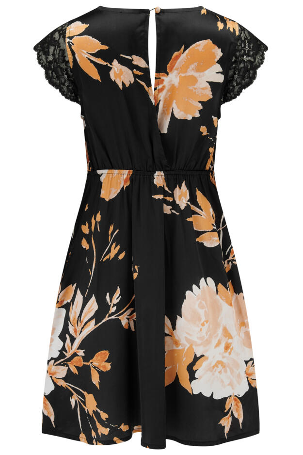 Dusk Printed Satin Lace Capped Sleeve Chemise