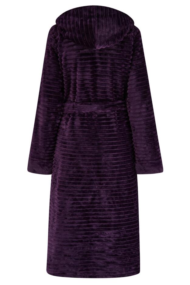 Cosy Ribbed Fleece Midi Hooded Dressing Gown  