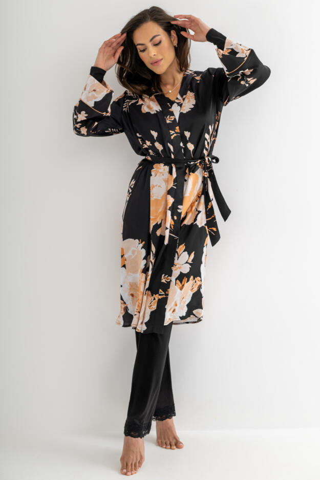 Dusk Printed Satin Midi Dressing Gown